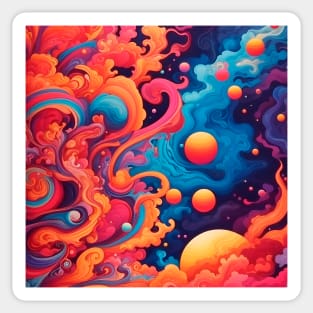 8 Planets in Psychedelic Milky Way space vibrant colors Seamless pattern Sticker